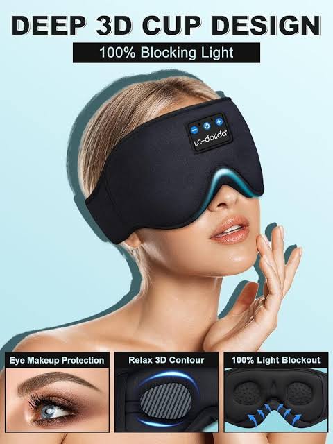 Dreamtune 3D: Bluetooth Sleep Mask with Wireless Headset & Adjustable Eye Cover